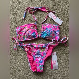 Lilly Pulitzer Bikini Aven Top & Byron Bottom Set 2 XS NWT Pink floral print